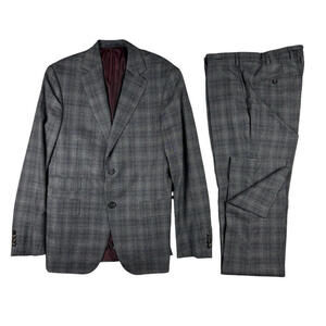 Pal Zileri Super 130's Wool Grey Check 2-Piece Wool Suit Size IT 48 | US 38 R